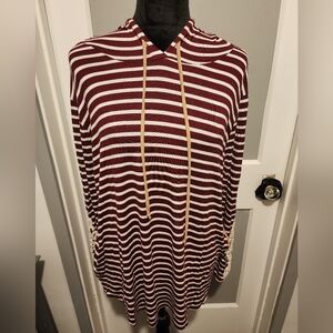 Striped Maroon and White Hoodie